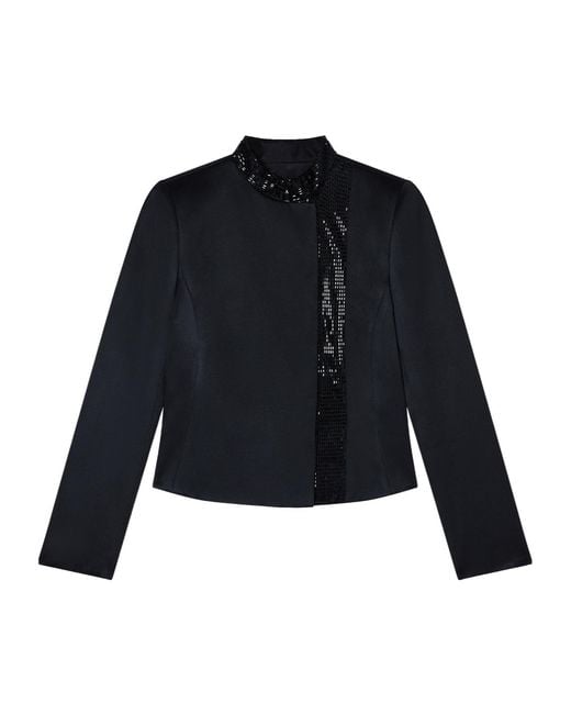 Giorgio Armani Blue Mandarin-Collar Jacket