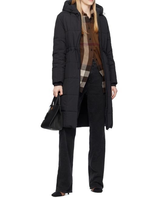 Burberry Black Quilted Hooded Long-Sleeve Coat