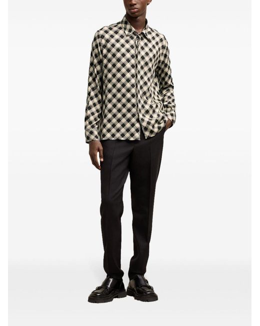 AMI Gray Ami Check Printed Twill Shirt for men