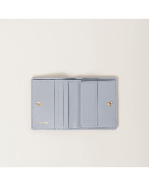 Miu Miu Gray Small Matelassé Nappa Leather Wallet
