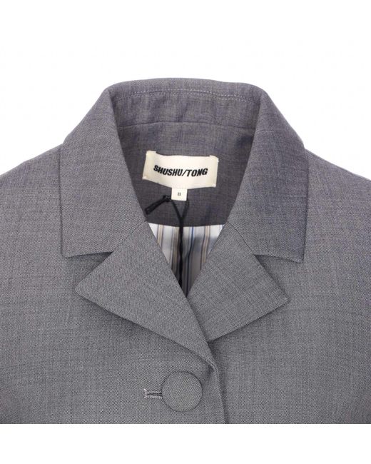 ShuShu/Tong Gray Shushu/Tong Lapel Buttoned Short Jacket