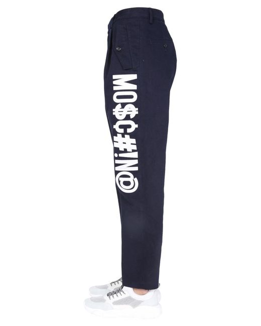 Moschino Blue Logo Design Casual Pants for men