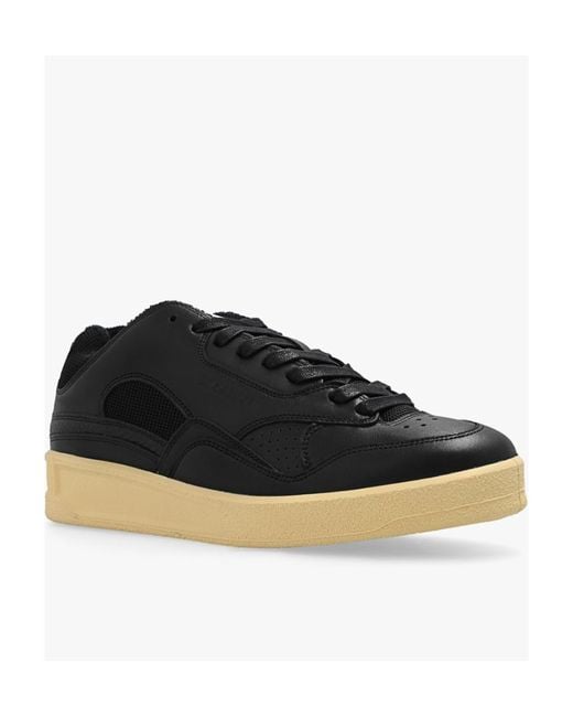 Jil Sander Black Round-Toe Lace-Up Sneakers