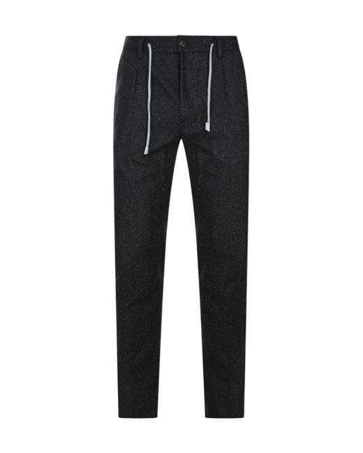 Eleventy Black Drawstring Casual Pants for men