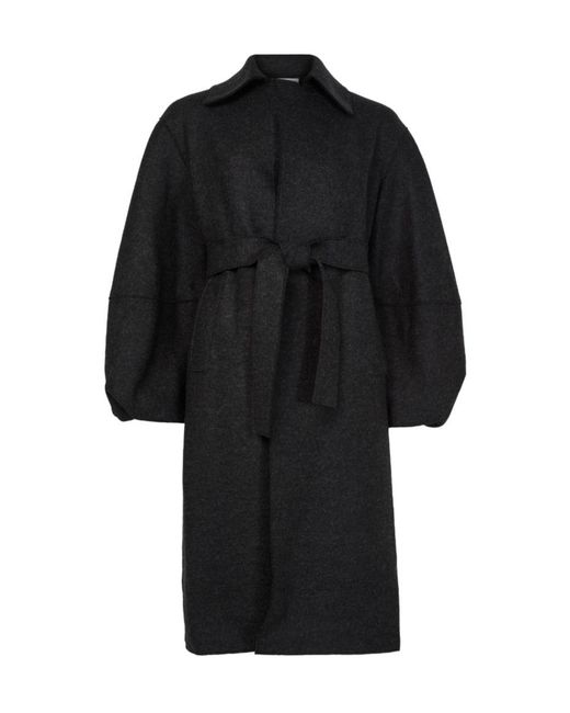 Harris Wharf London Black Puff-Sleeved Coat