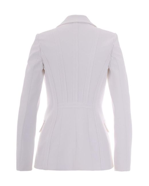 Elisabetta Franchi White Single-Breasted Fitted Blazer