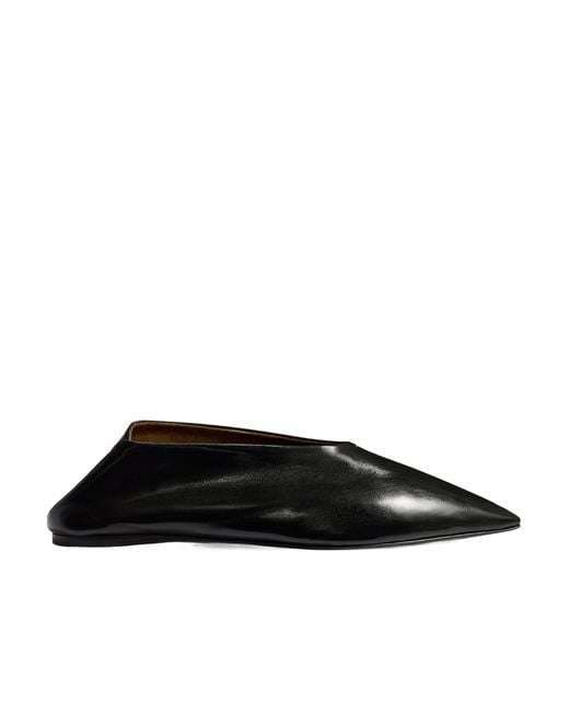 Khaite Black Miriam Pleated Ballet Flats