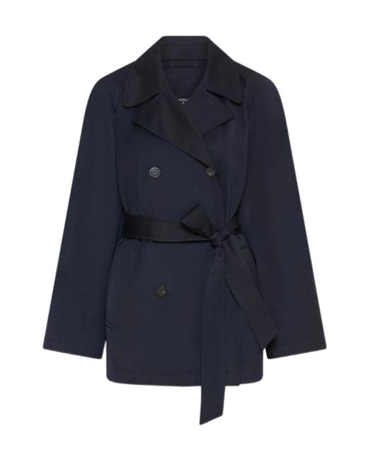 Marella Blue Technical Cotton Trench Coat
