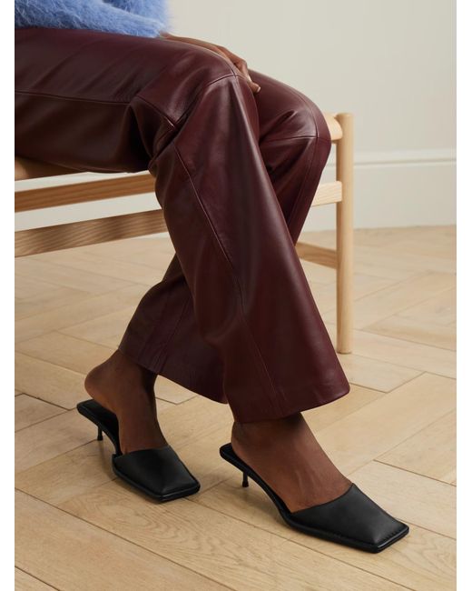 St. Agni Black Leather Mules