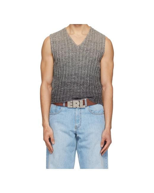 ERL Gray Wool Gradient Knitted Vest for men