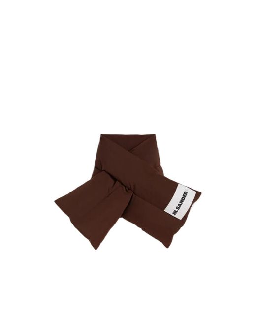 Jil Sander Brown Logo-Patch Padded Scarf