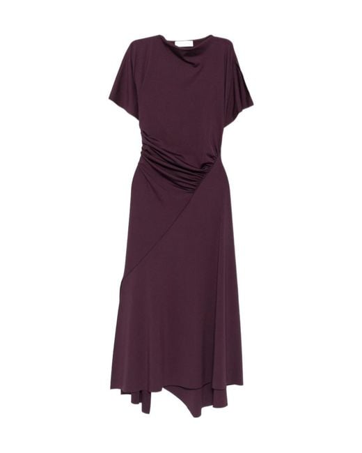 Victoria Beckham Purple Blousey Midi Dress