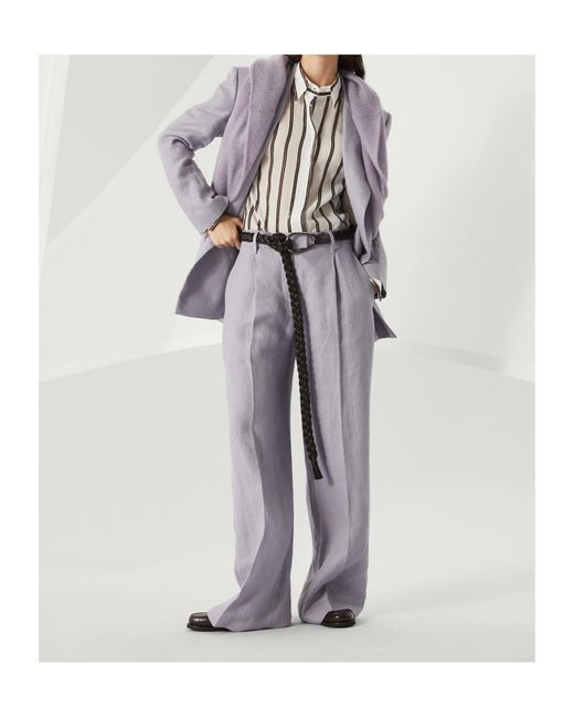 Brunello Cucinelli White Sequin Embellished Long-Sleeved Shirt