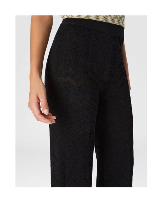 Missoni Black Chevron-Pattern Knit Trousers