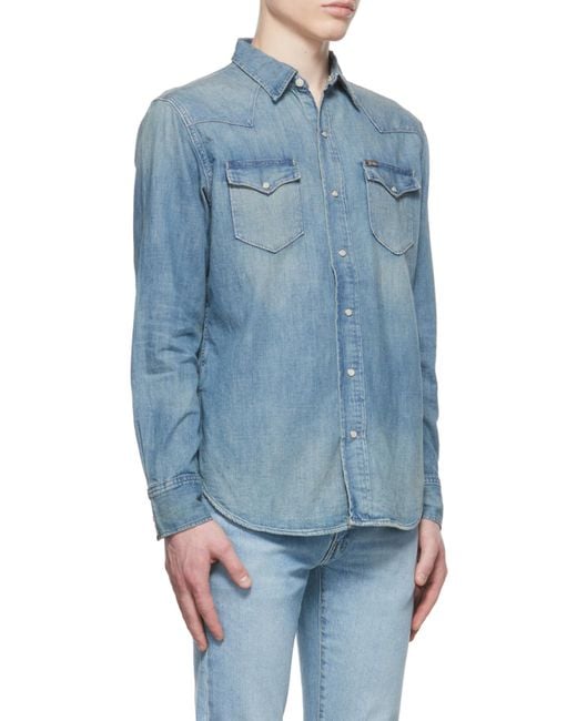 Polo Ralph Lauren Blue Long-Sleeved Denim Shirt for men