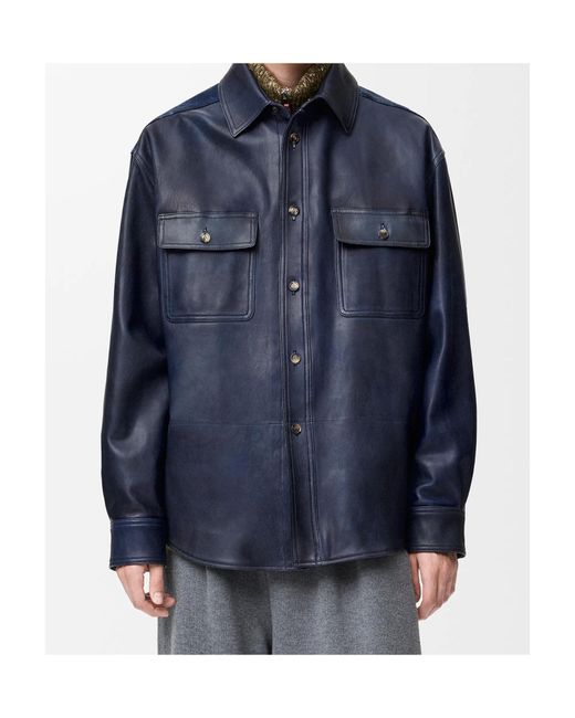 Loewe Blue Pocket-Detail Shirt Jacket for men