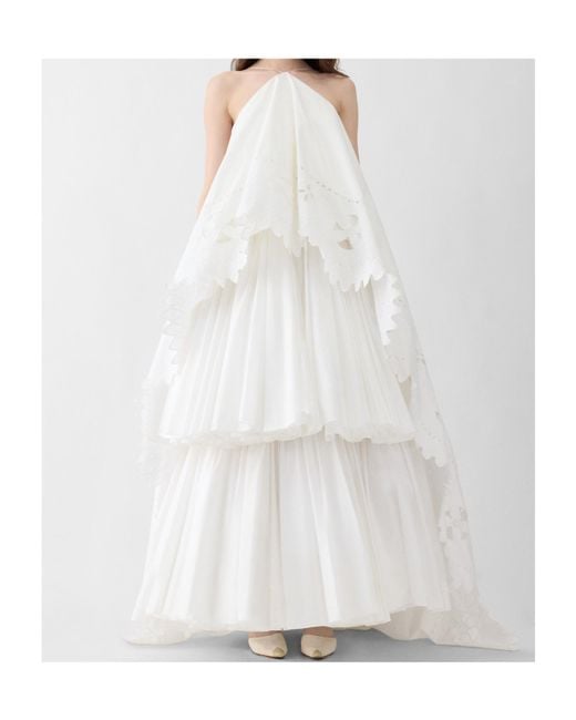 Jacquemus White Layered Embroidered Dress