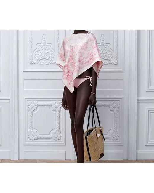 Dior Pink Silk Top Toile De Jouy Floral Garden Iviera