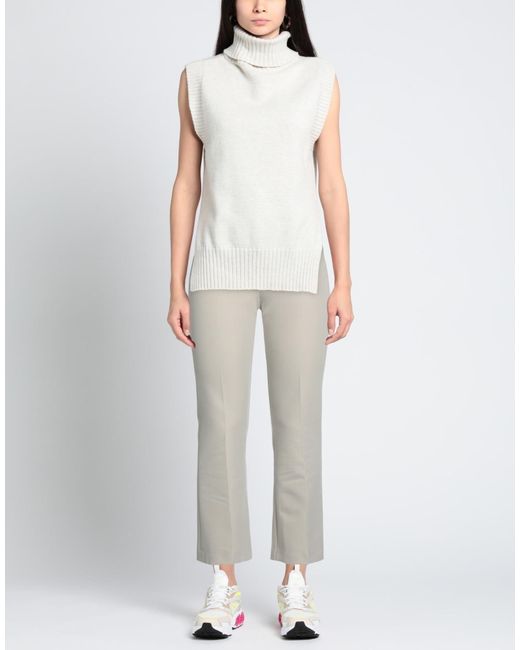 Max Mara Gray Solid Twill Stretch Pants