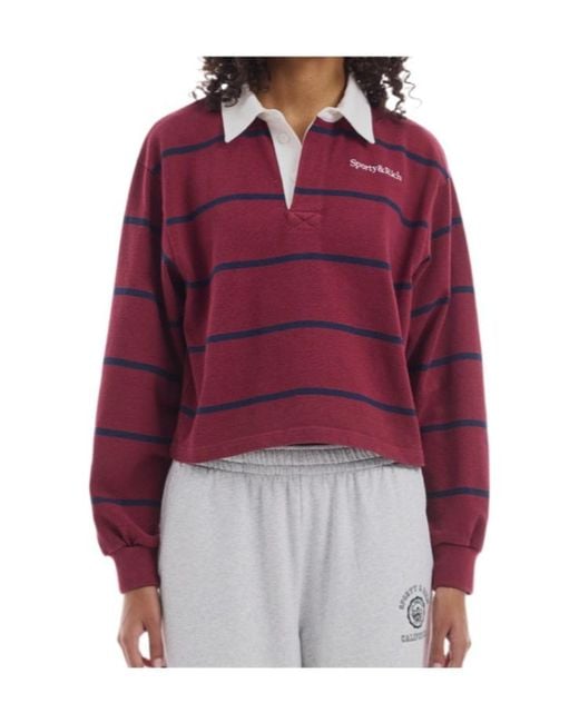 Sporty & Rich Red Striped Polo Shirt
