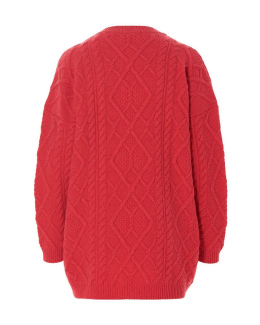 Stella McCartney Red Aran Crewneck Knitted Jumper