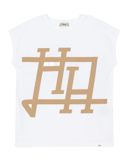 Herno White Logo Printed Crewneck T-Shirt