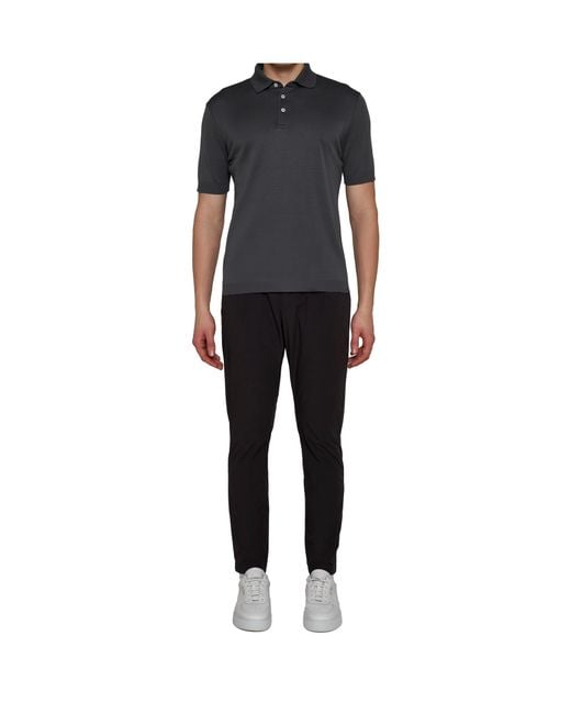 Herno Black Short-Sleeved Knitted Polo Shirt for men