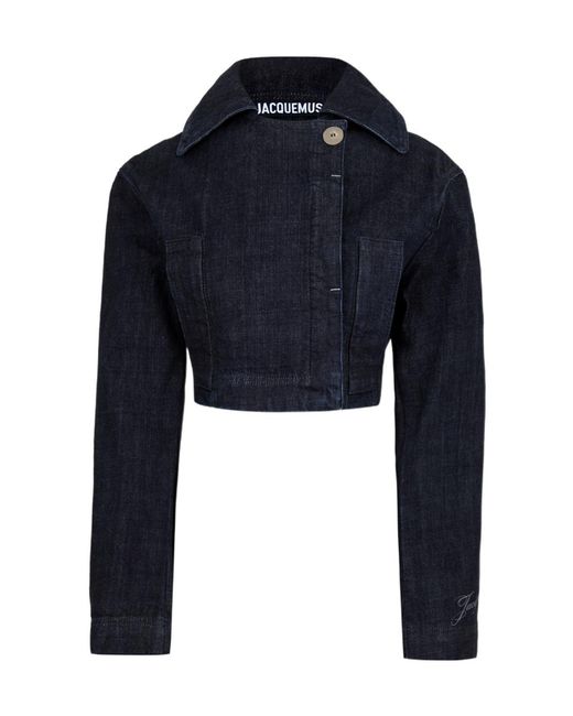 Jacquemus Blue Lapel Long Sleeve Denim Jacket