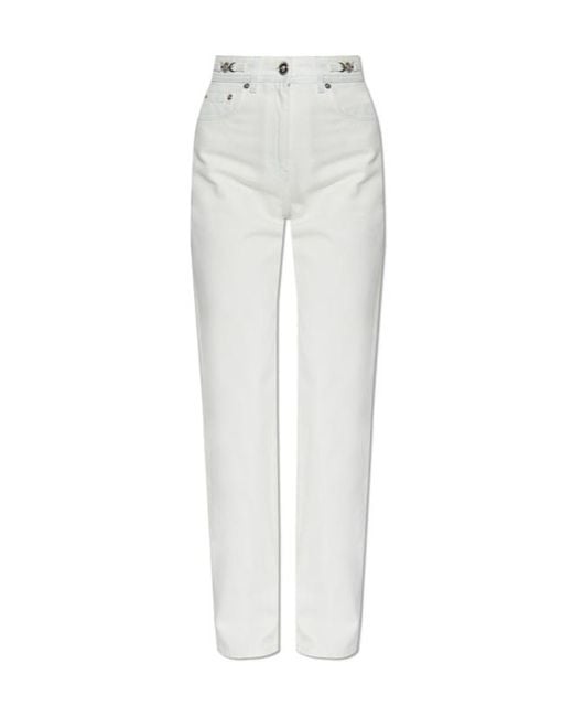 Versace White Logo-Patch Straight Leg Jeans
