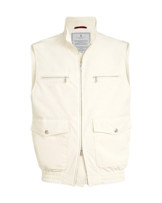Brunello Cucinelli White Bonded Padded Gilet for men