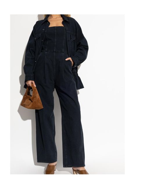 Agolde Blue Peplum Denim Jacket
