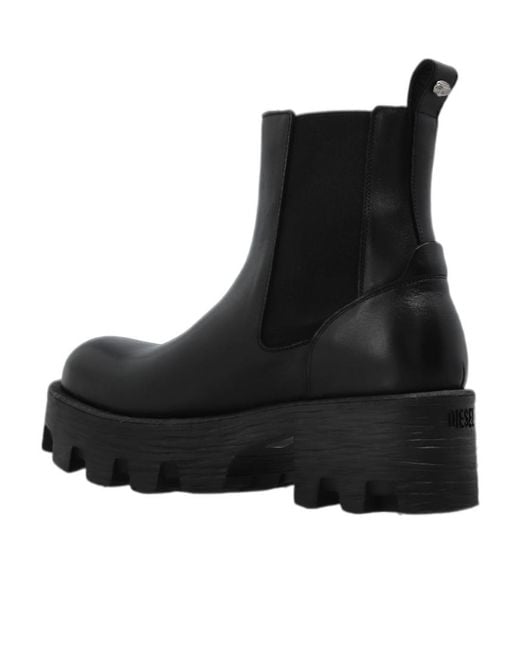 DIESEL Black On The D-Hammer Platform Chelsea Boots for men