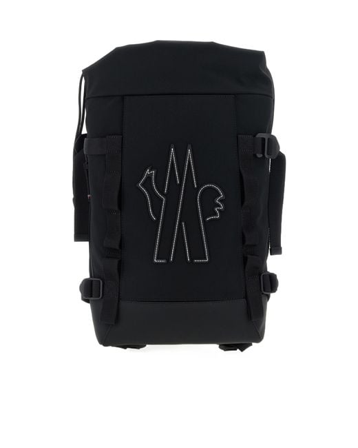 Moncler Brown Grenoble Logo Embroidered Backpack for men