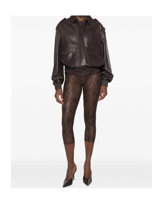 ANDAMANE Brown Sheila Lace-Pattern Long-Sleeve Jumpsuit