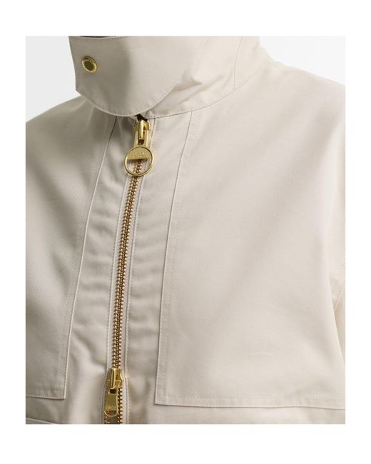 Barbour White Cropped Zipfront Utility Jacket
