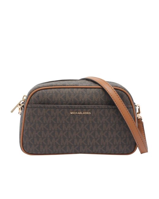 Michael Kors Brown Jet Set Monogram Cross Body Bag