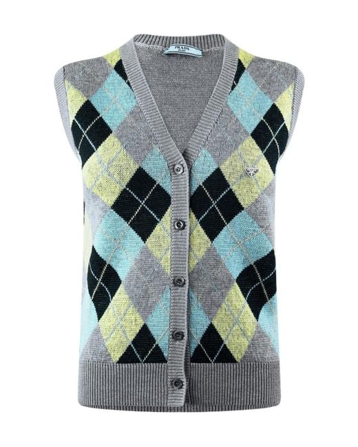 Prada Blue Sleeveless Knitted Cardigan
