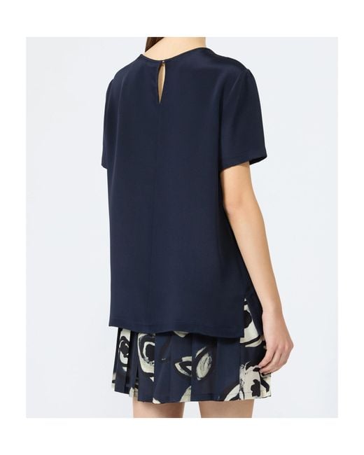 Max Mara Blue Silk Monogram Blouse
