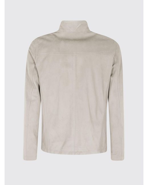 Eleventy Gray Zip-Up Leather Jacket for men