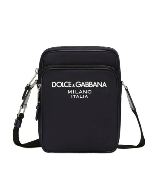 Dolce & Gabbana Black Logo-Printed Zipped Shoulder Bag for men