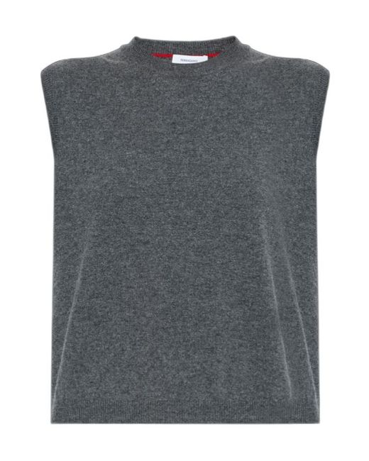 Ferragamo Gray Crew Neck Knitted Vest