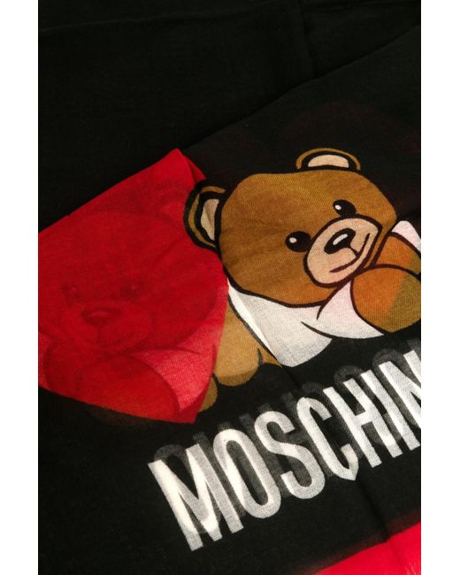 Moschino Red Teddy Bear Print Scarf for men