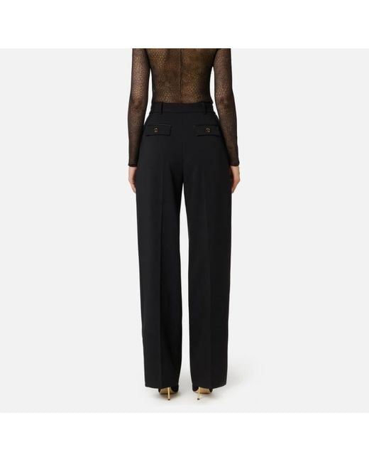 Elisabetta Franchi Black Lightweight Crêpe Trousers