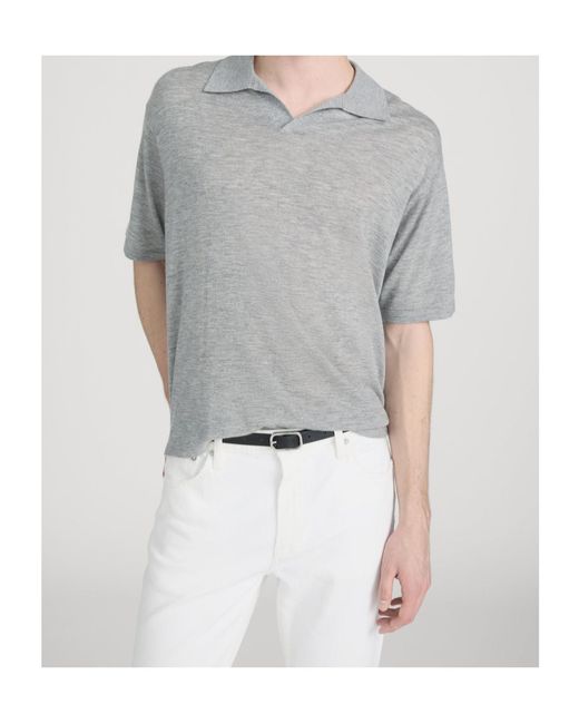 FRAME Gray Superfine Polo Sweater for men