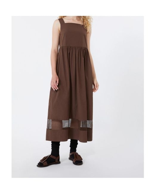 Weekend by Maxmara Brown Cotton Lace-Trim Midi Dress
