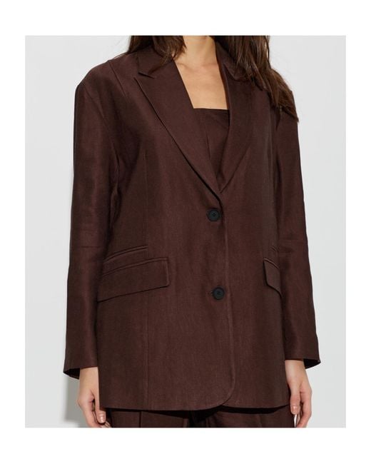 AllSaints Brown Lapel Long-Sleeved Suit Jacket