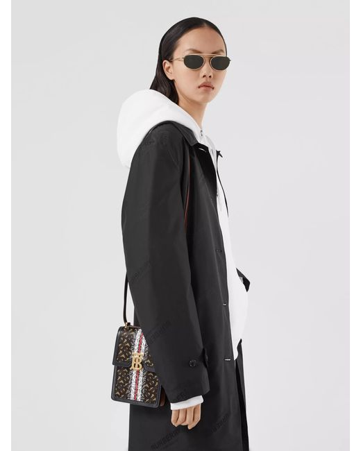 Burberry Black Robin Monogram Stripe Crossbody Bag