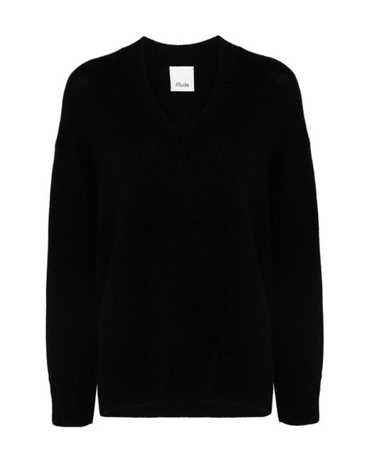 Allude Black V-Neck Sweater