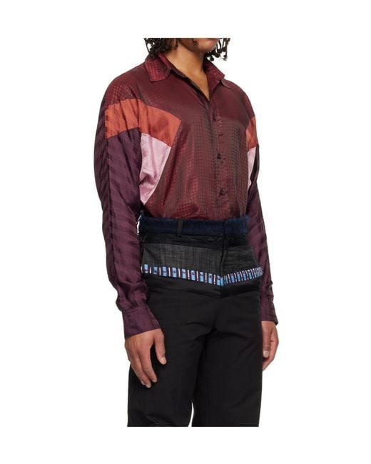 Edward Cuming Red Jacquard Plaid Shirt for men