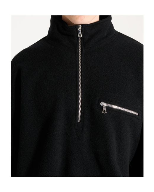 Rier Black Half-Zip Wool Sweatshirt for men